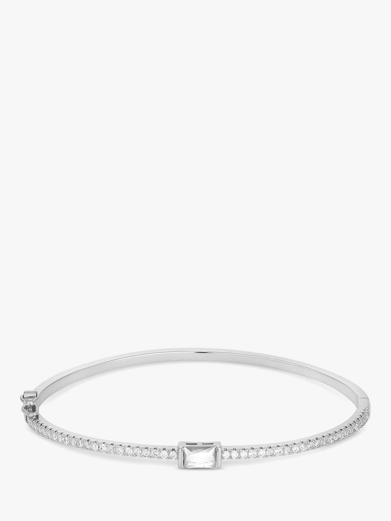 Rhodium Plated Cubic Zirconia Silver Bangle 6.5cm