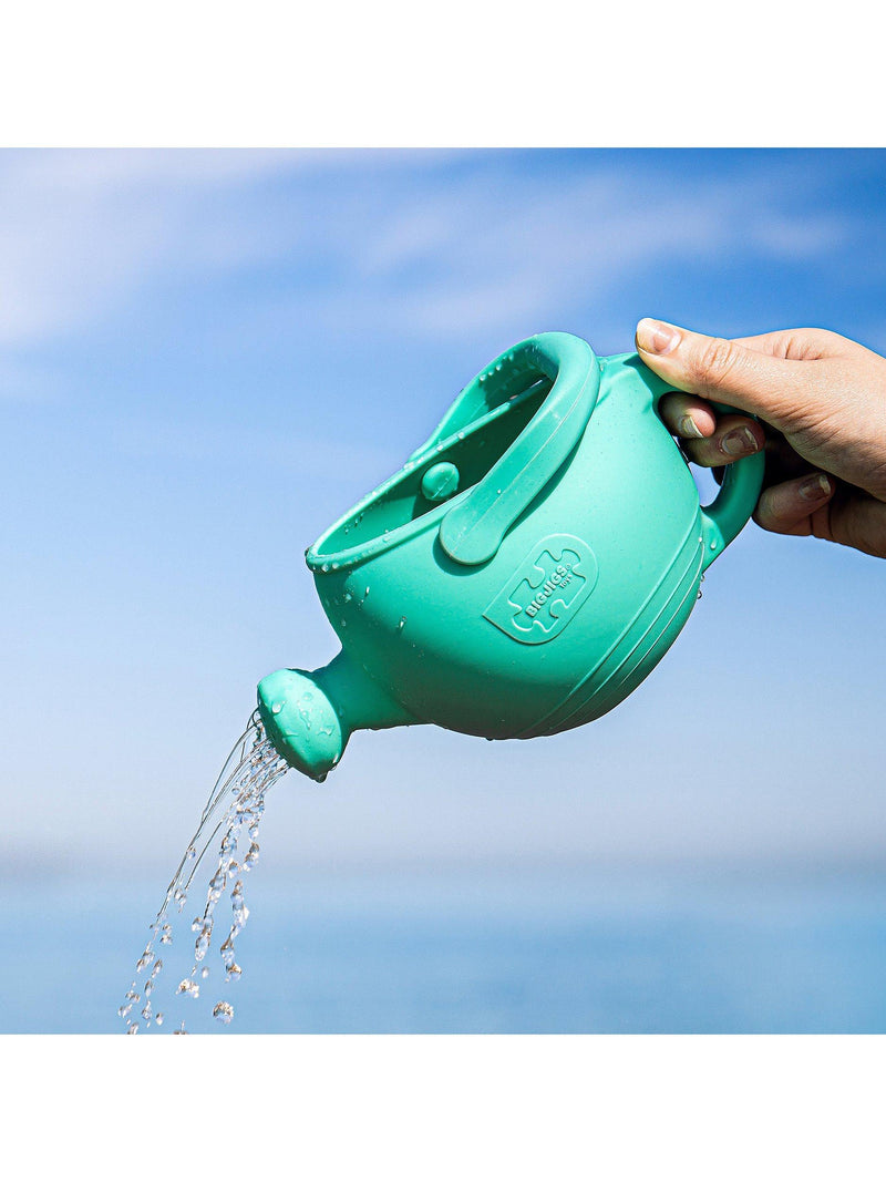 Bigjigs Toys silicone watering can eggshell green, imported from the UK