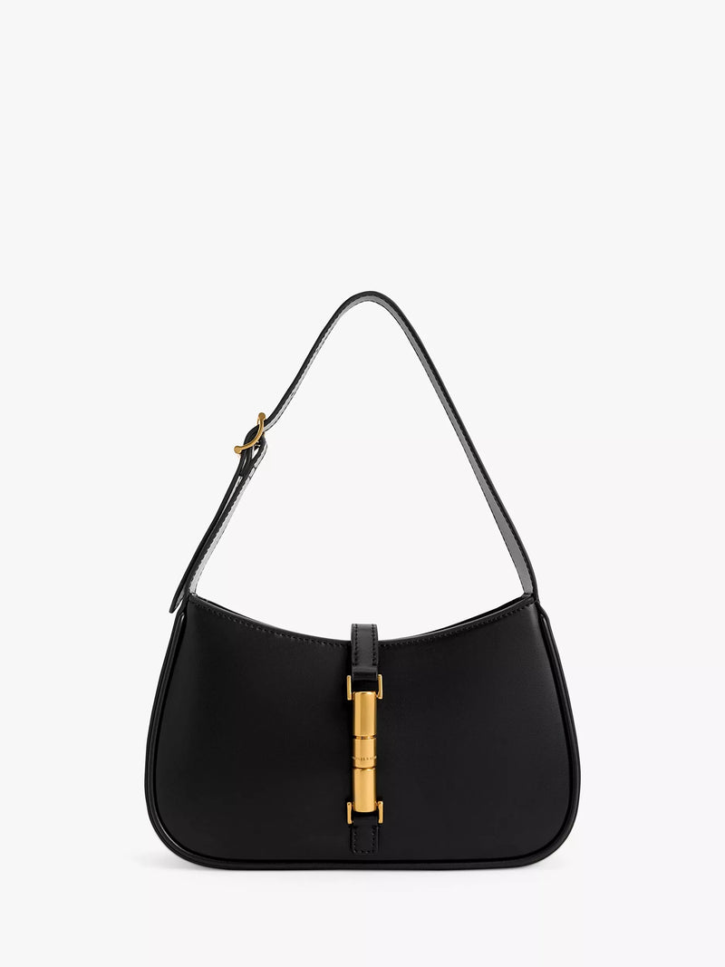 CHARLES & KEITH Cesia Faux Leather Shoulder Bag, Black