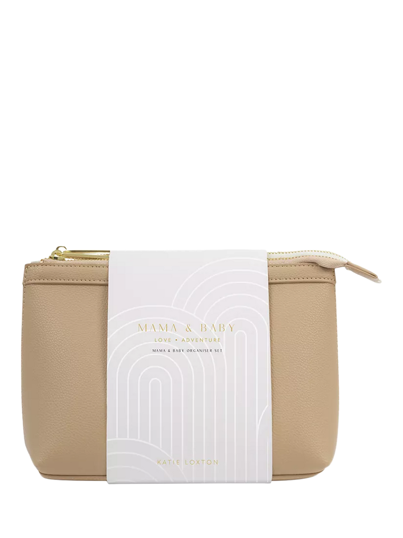 Katie Loxton Mummy & Baby Organiser Pouches Tan White (British brand)