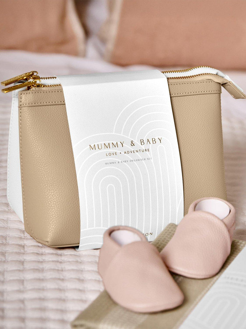 Katie Loxton Mummy & Baby Organiser Pouches Tan White (British brand)