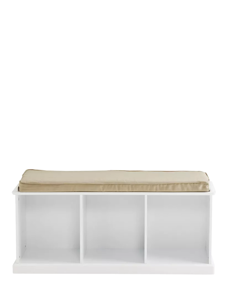 Great Little Trading Co Abbeville storage bench with cushion, imported from the UK