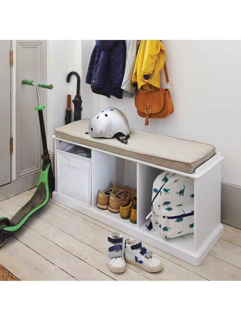 Great Little Trading Co Abbeville storage bench with cushion, imported from the UK