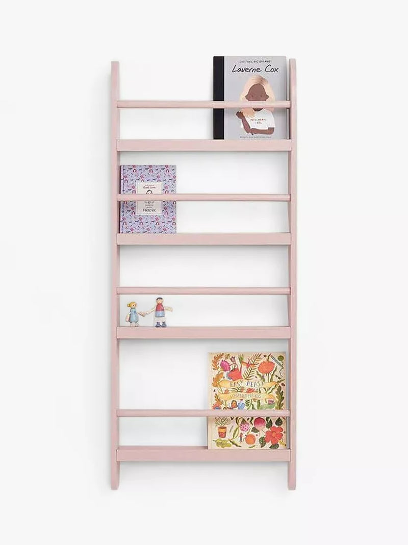 Great Little Trading Co pink narrow gallery bookcase, imported from the UK