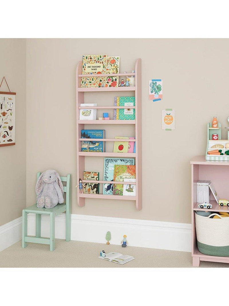 Great Little Trading Co pink narrow gallery bookcase, imported from the UK
