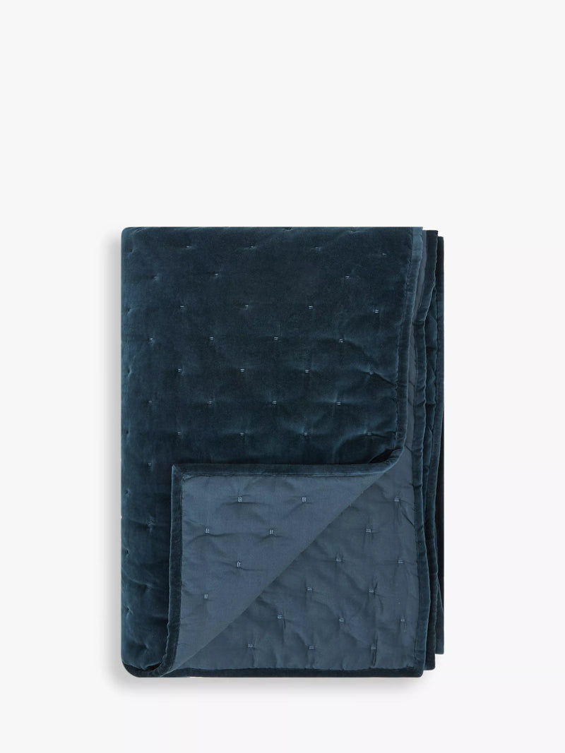 John Lewis Cotton Velvet Quilted Bedspread 220x220cm, UK version