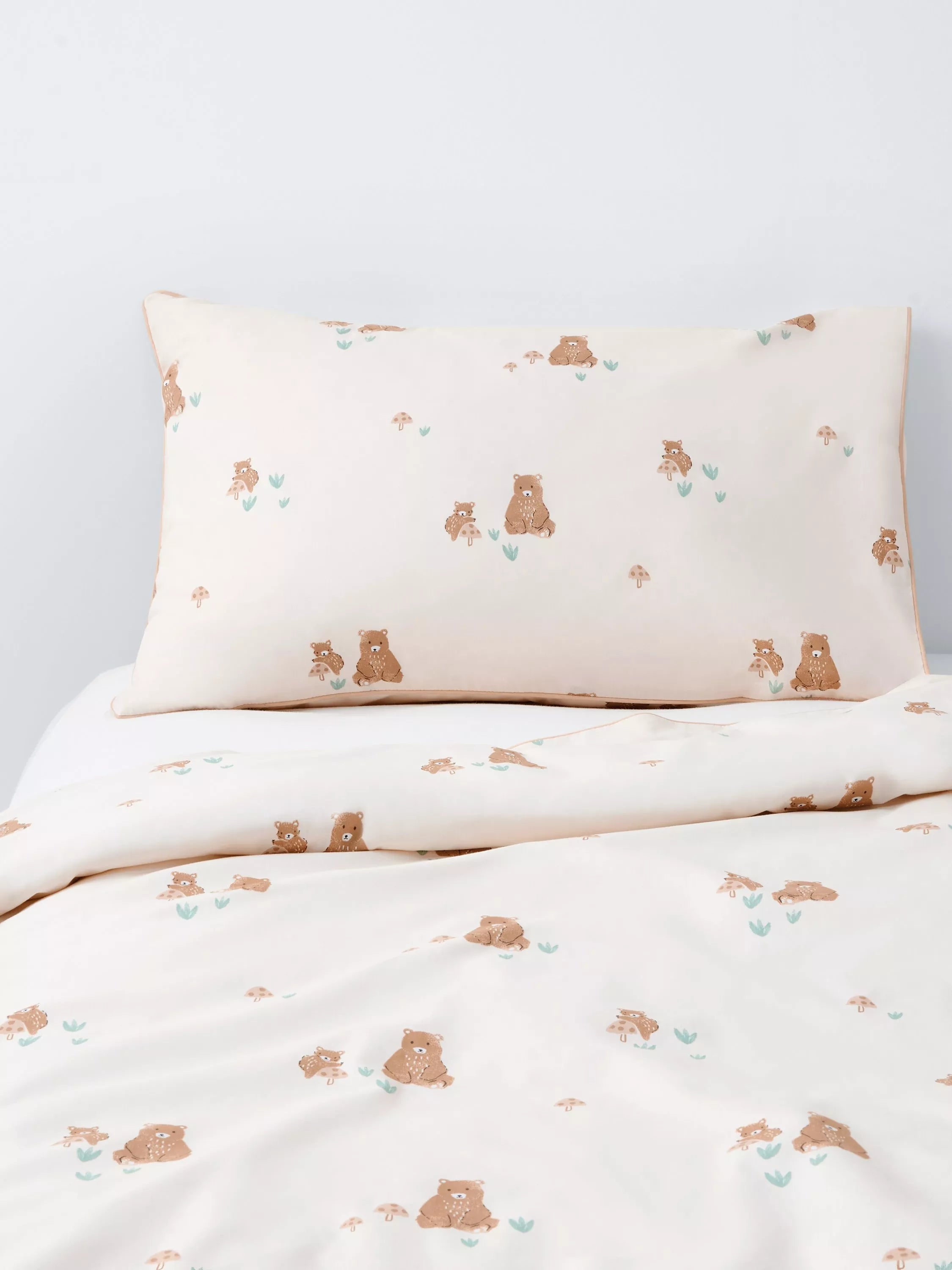 John Lewis Bear Toddler Pure Cotton Duvet Cover and Pillowcase Set, Multi, Cotbed (120 x 140cm) - McGrocer