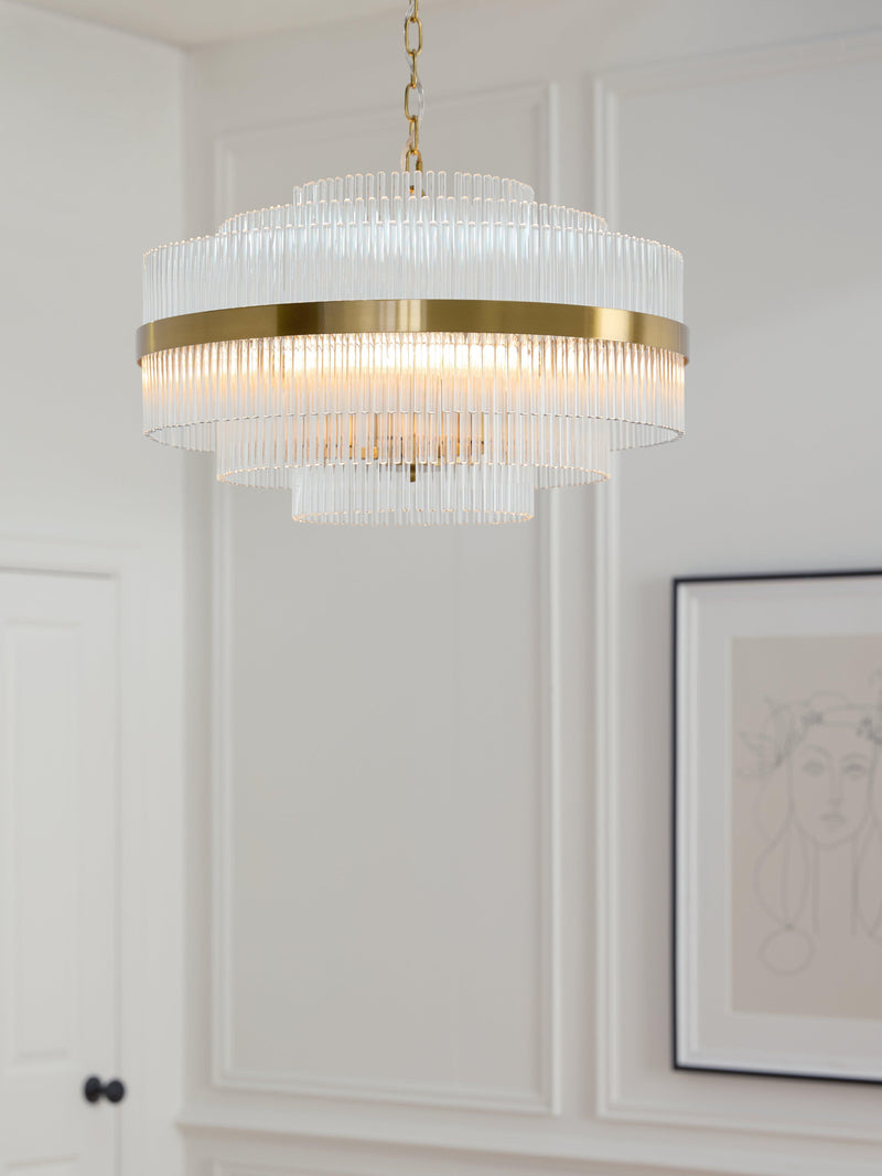 John Lewis Shiminista large chandelier pendant ceiling light matte brass - British product