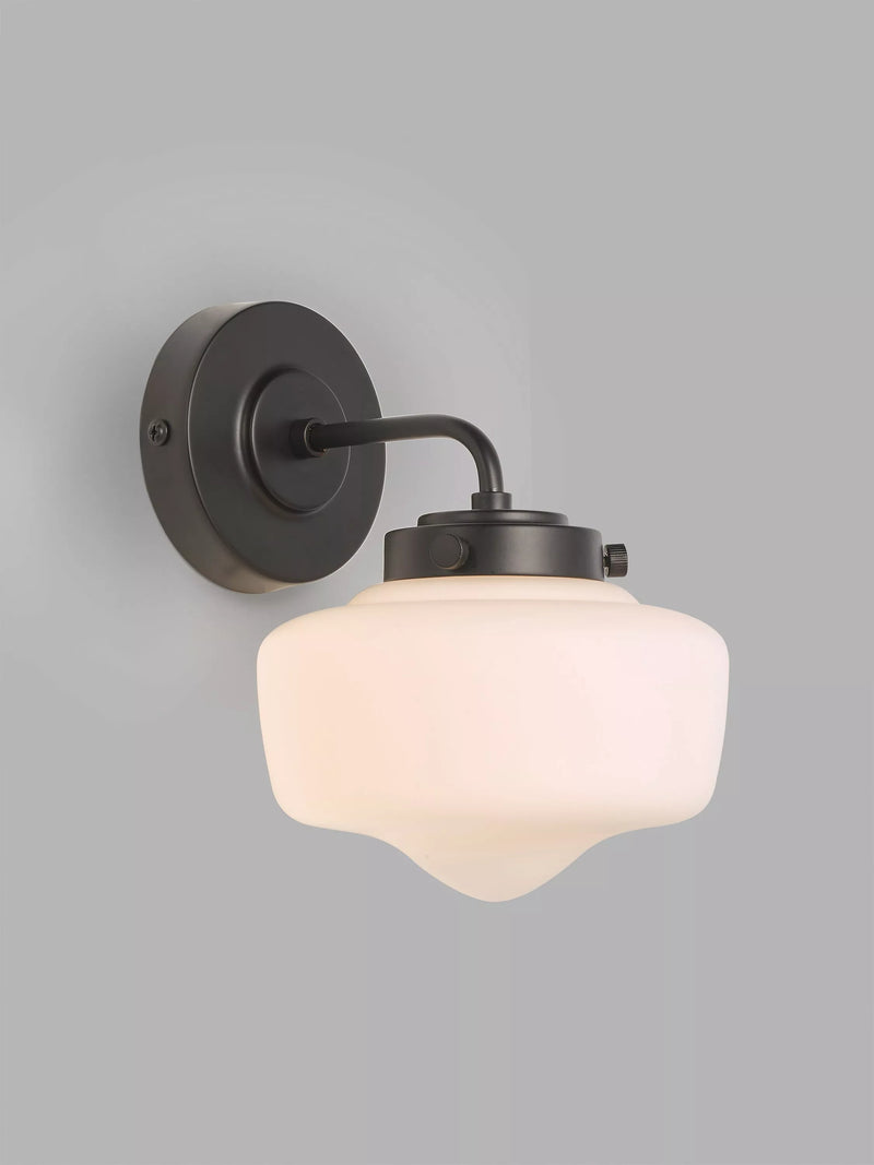 John Lewis School House opal glass bathroom wall light, UK version