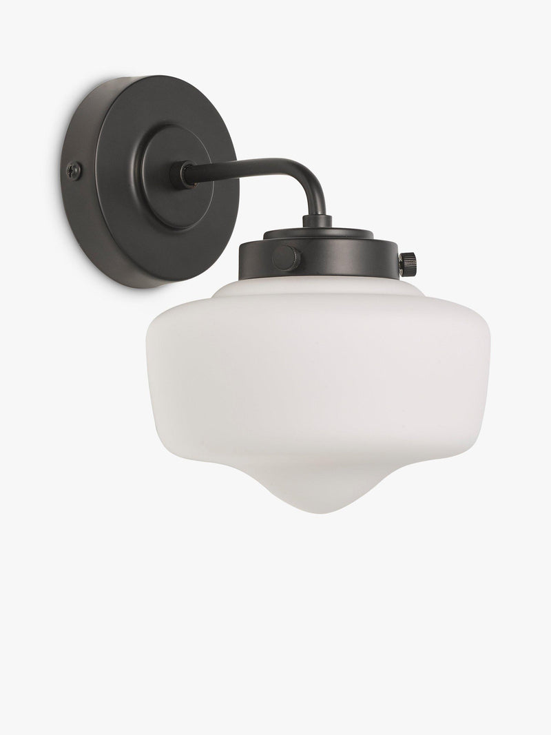 John Lewis School House opal glass bathroom wall light, UK version