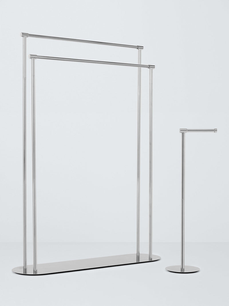 John Lewis freestanding double towel rail chrome finish, imported from the UK