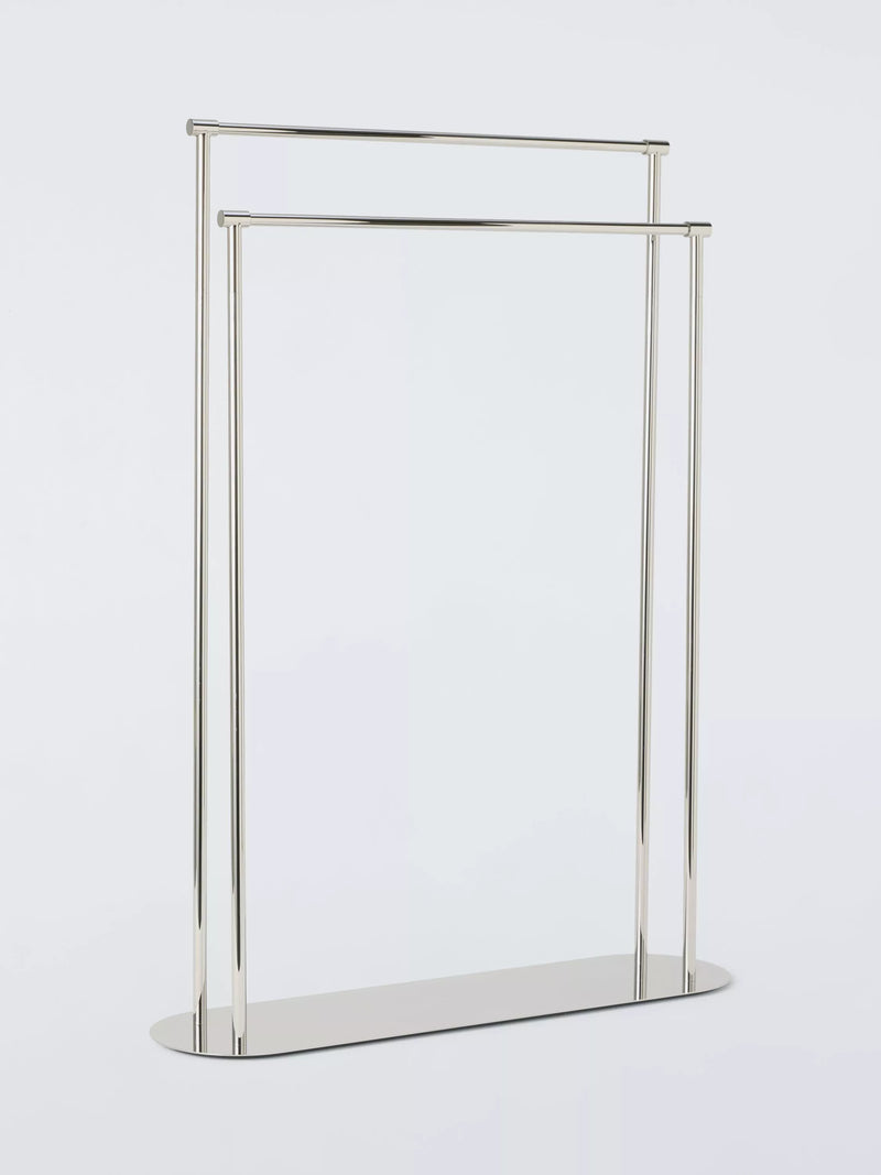 John Lewis freestanding double towel rail chrome finish, imported from the UK