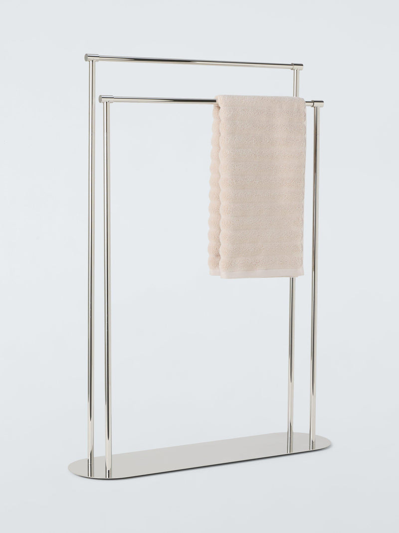 John Lewis freestanding double towel rail chrome finish, imported from the UK