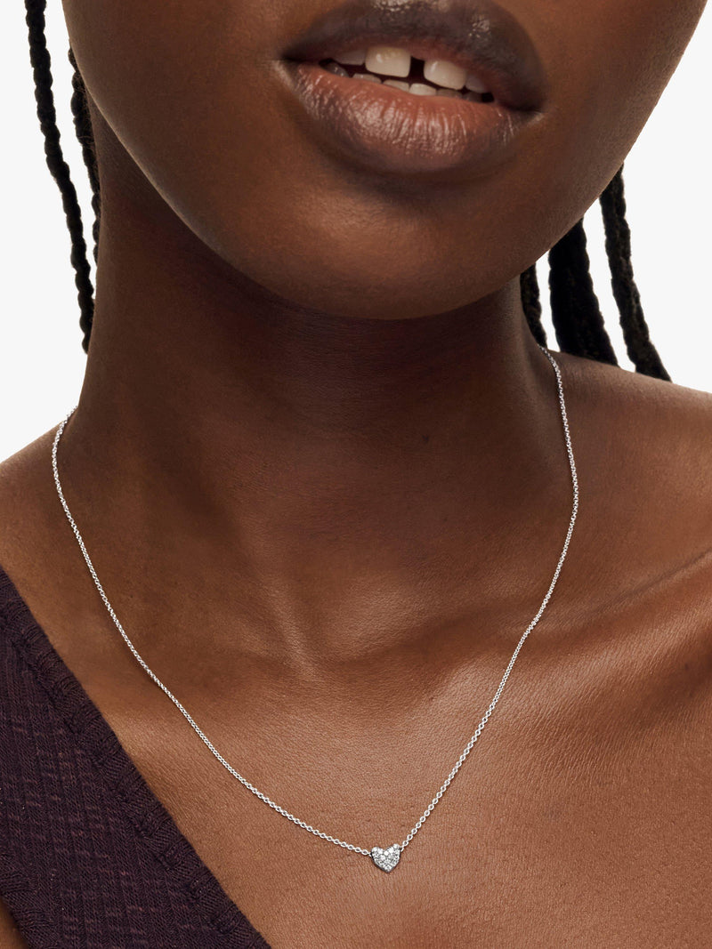 Monica Vinader diamond heart necklace sterling silver 45.7cm (British brand)