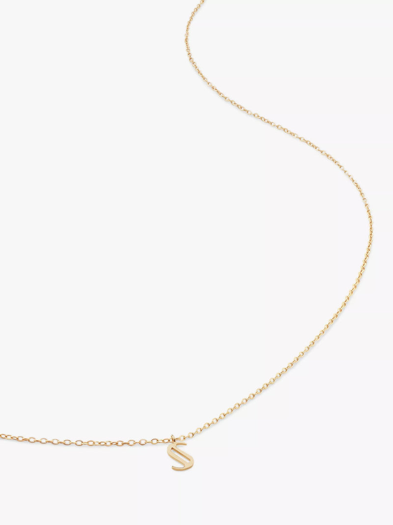 Monica Vinader yellow gold small initial pendant necklace, British brand