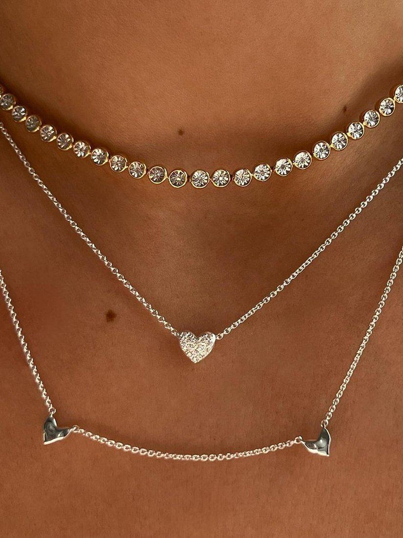 Collier à chaînettes cœur Monica Vinader argent sterling, version UK
