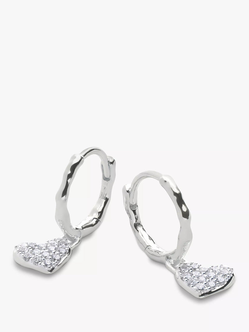 Monica Vinader diamond heart drop earrings silver, UK version