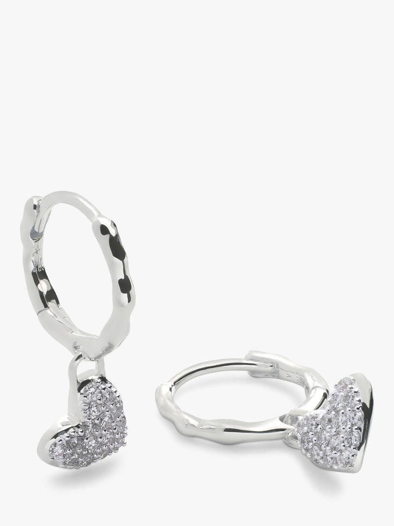 Monica Vinader diamond heart drop earrings silver, UK version