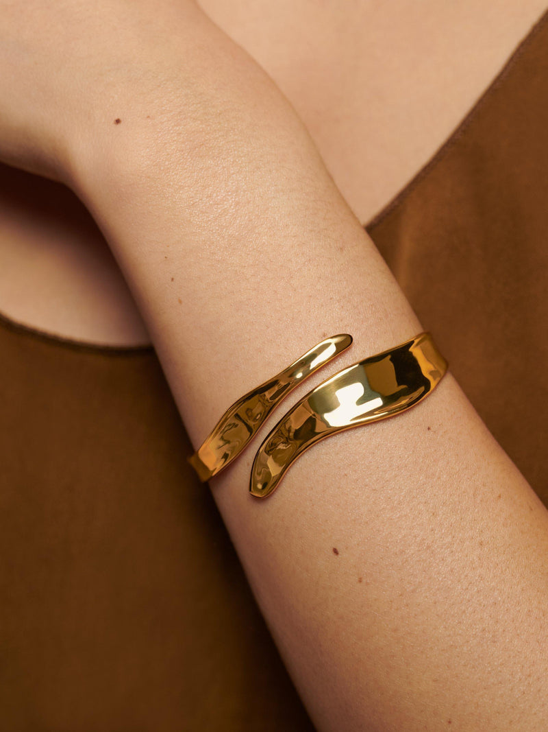 Monica Vinader gold Wave Wrap Cuff bracelet (British brand)