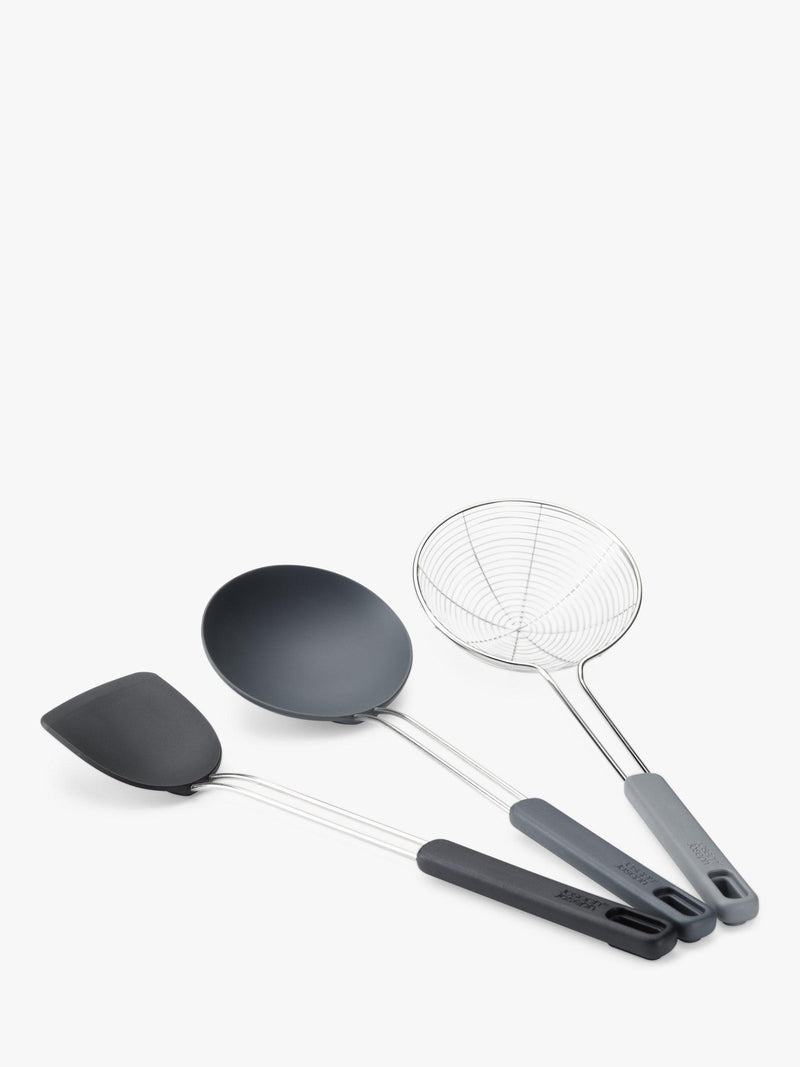 Joseph Joseph compact wok set with silicone tools and skimmer, 3 piece, UK version