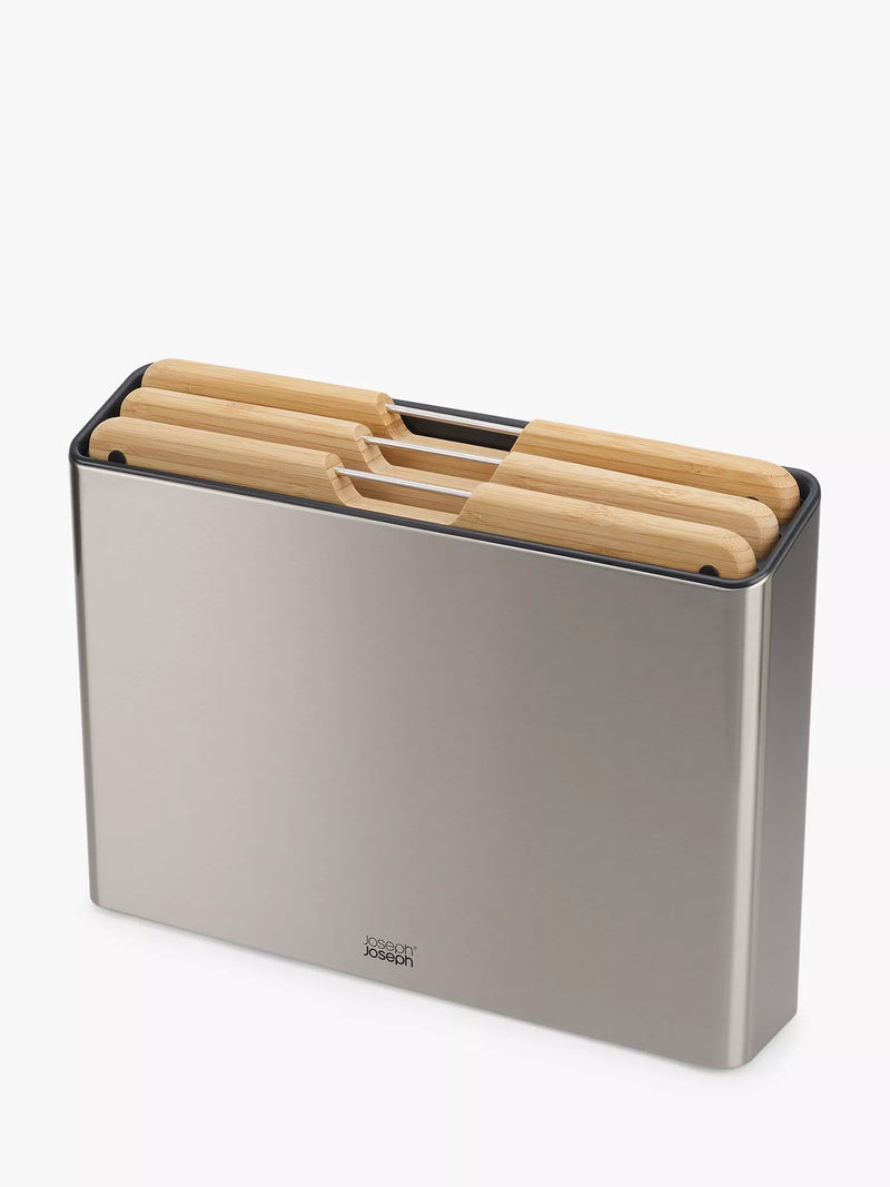 Joseph Joseph Folio bamboo chopping boards set stainless steel case - British product