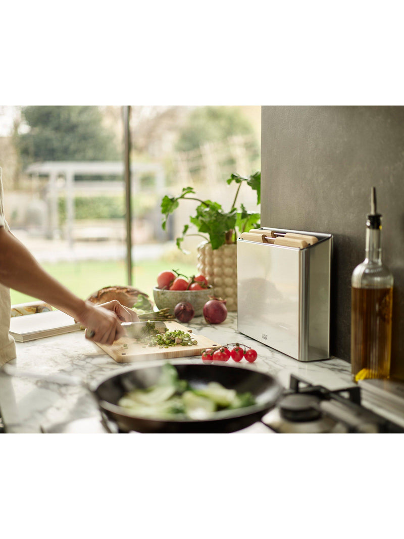 Joseph Joseph Folio bamboo chopping boards set stainless steel case - British product