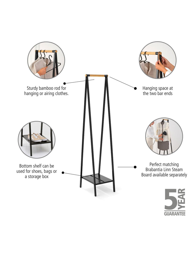 Brabantia bamboo clothes rail with shelf, UK version