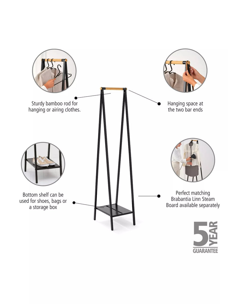 Brabantia bamboo clothes rail with shelf, UK version