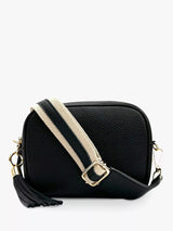 John Lewis Apatchy London Leather & Canvas Stray Crossbody Bag, Black- Buy online at McGrocer
