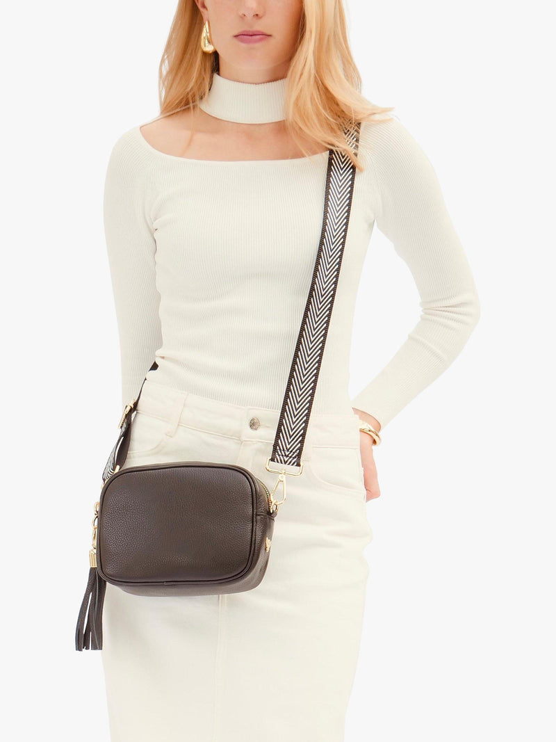 Apatchy London chevron strap leather cross body bag (British brand)