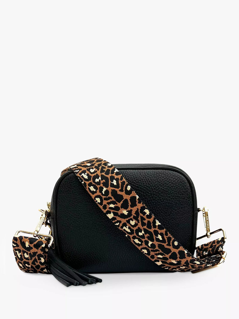 Apatchy London leather crossbody bag with cheetah strap - British product