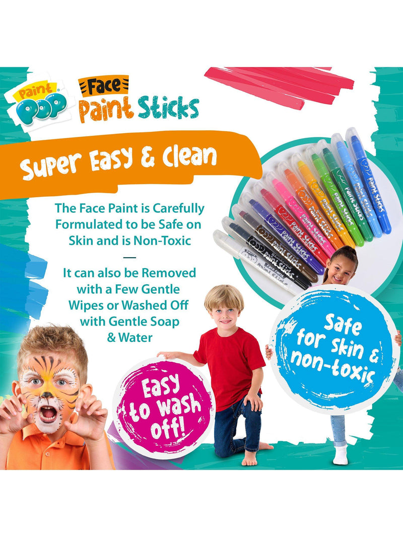 Paint Pop face paint sticks 12-pack, imported from the UK