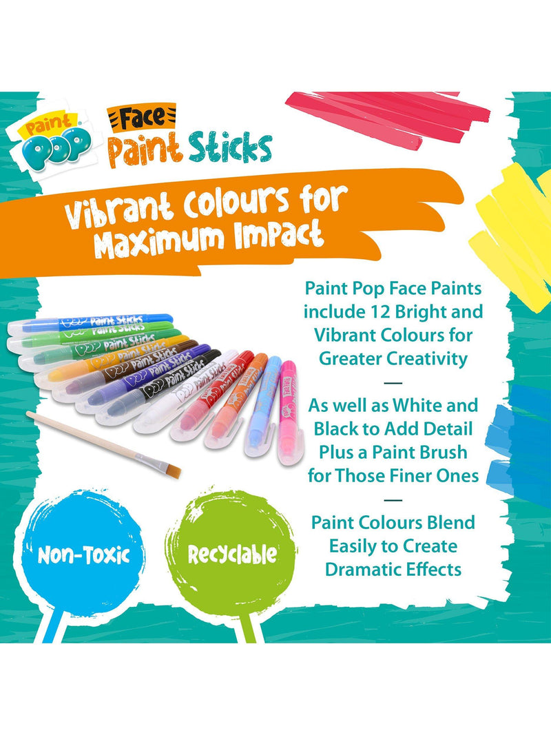 Paint Pop face paint sticks 12-pack, imported from the UK