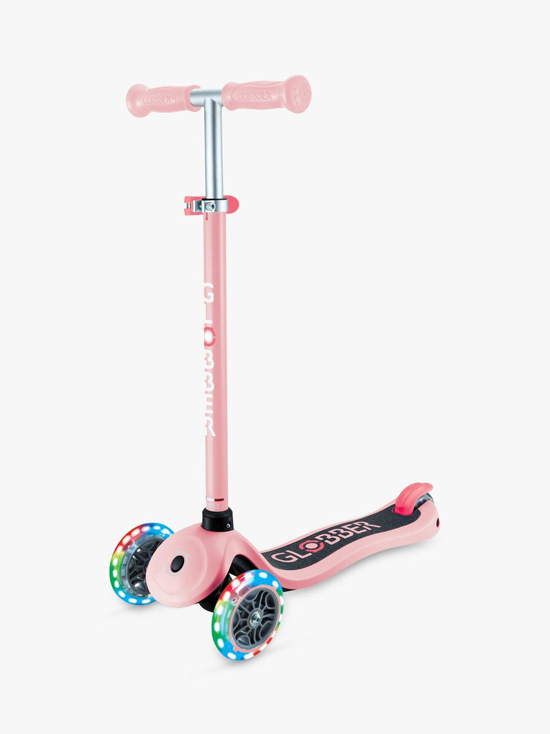 Globber Primo Lights kids scooter pastel pink, imported from the UK