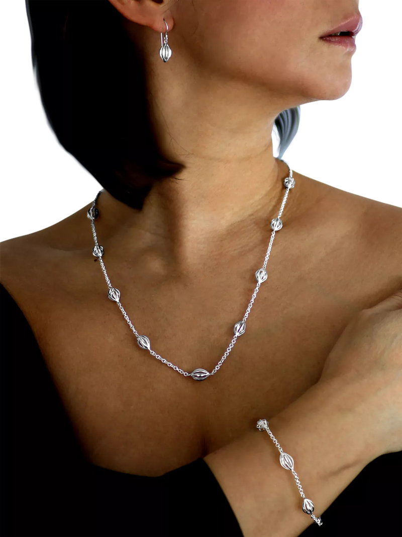 Nina B Lantern Necklace Silver Sterling Silver, imported from the UK