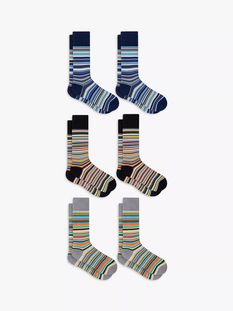 Paul Smith stripe socks gift box pack of 6 (British brand)