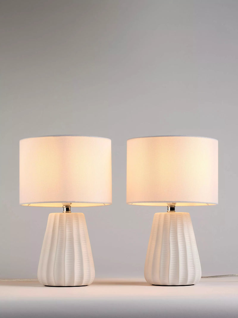 John Lewis Mini Luka ceramic table lamps white, imported from the UK