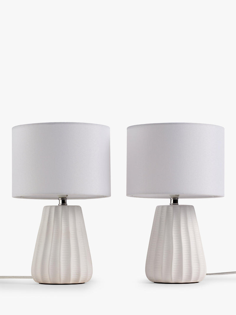 John Lewis Mini Luka ceramic table lamps white, imported from the UK