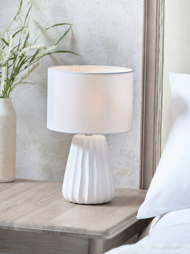John Lewis Mini Luka ceramic table lamps white, imported from the UK
