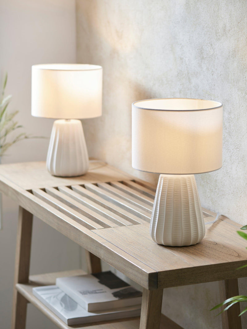 John Lewis Mini Luka ceramic table lamps white, imported from the UK