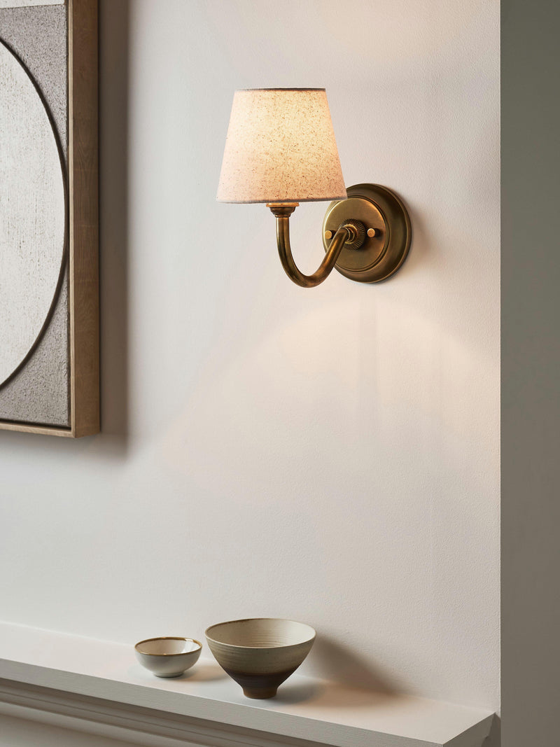 John Lewis Pompion swan neck wall light aged brass, imported from the UK