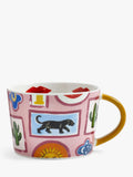Stoneware Mug with Multi-Coloured Motifs and Glossy Handle, 330ml