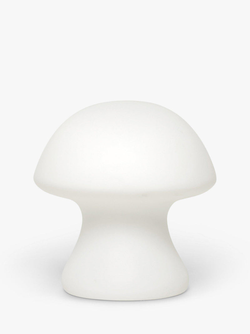 Kikkerland small cordless mushroom-shaped porcelain table light in white, UK version