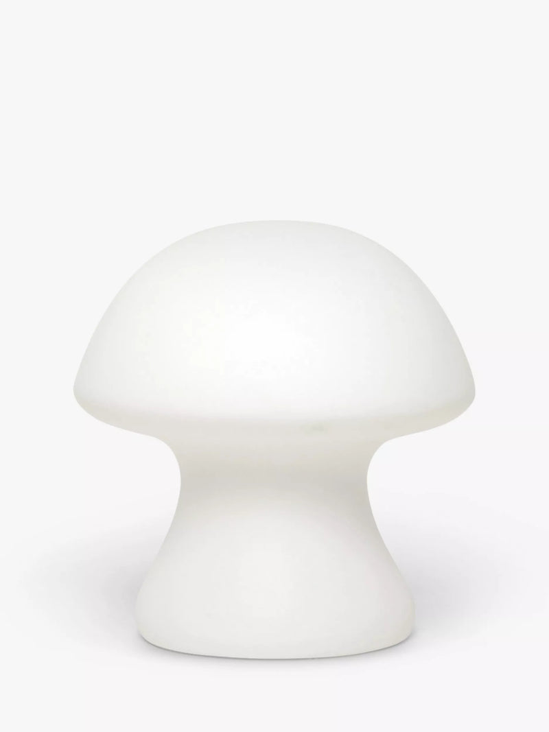 Kikkerland small cordless mushroom-shaped porcelain table light in white, UK version