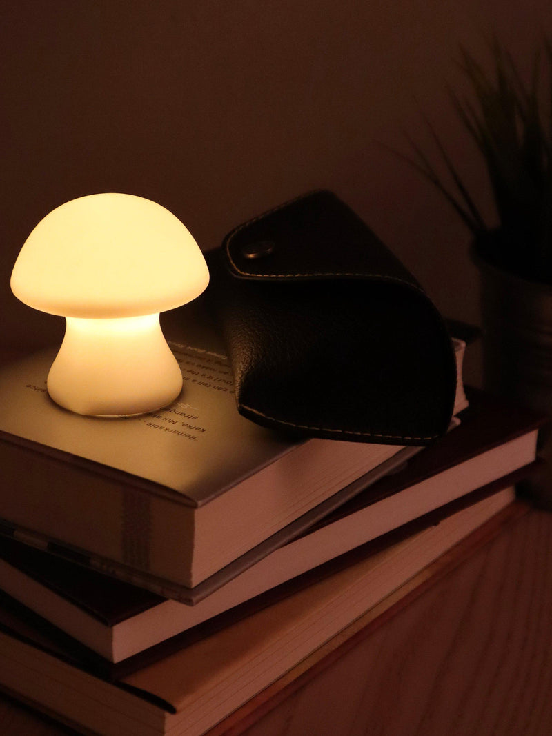 Kikkerland small cordless mushroom-shaped porcelain table light in white, UK version