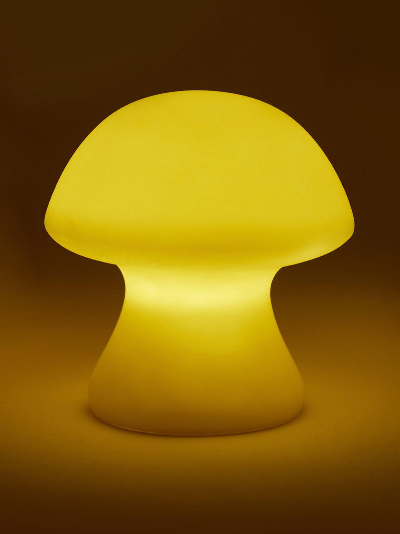 Kikkerland small cordless mushroom-shaped porcelain table light in white, UK version