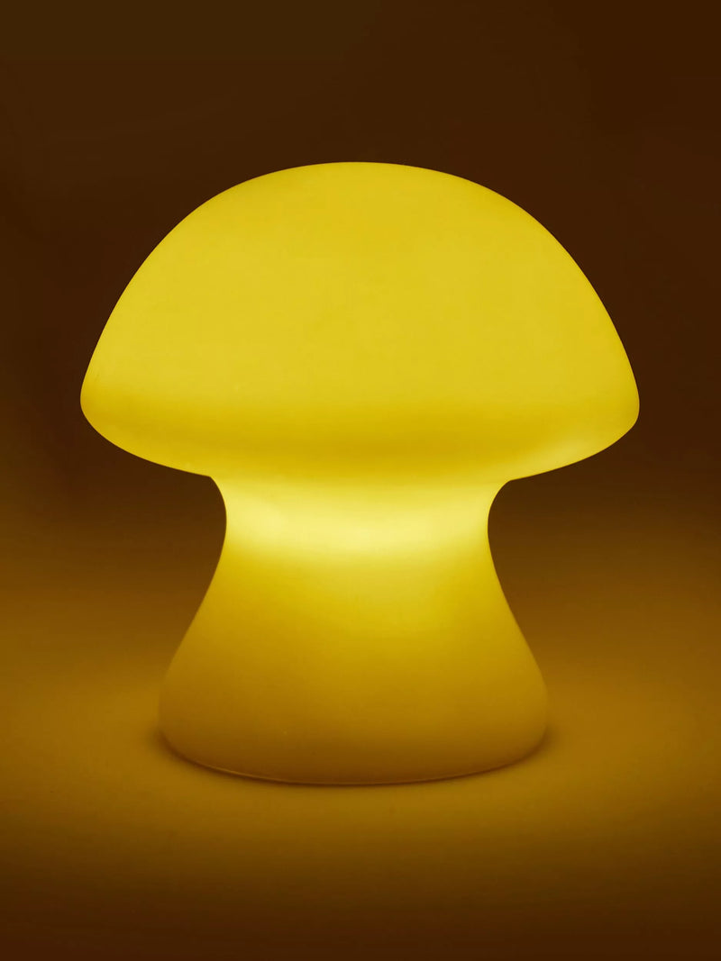 Kikkerland small cordless mushroom-shaped porcelain table light in white, UK version
