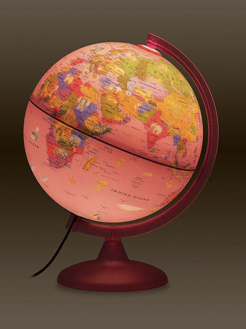 Nova Rico children's globe pink illuminated animals 25cm (British brand)