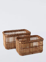 John Lewis John Lewis Mid-Century Woven Rattan Storage Baskets, Set of 2- Buy online at McGrocer
