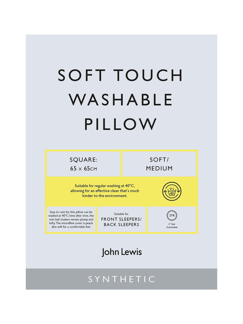 John Lewis synthetic square pillow medium washable, UK version